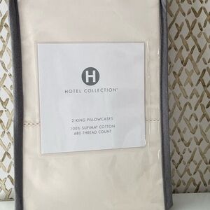HOTEL COLLECTION SUPIMA COTTON 640 TC KING PILLOWCASES - IVORY - NEW
